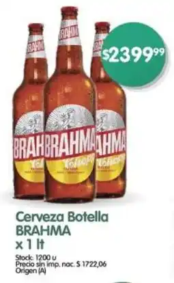 Supermercados Buenos Días Brahma cerveza botella oferta
