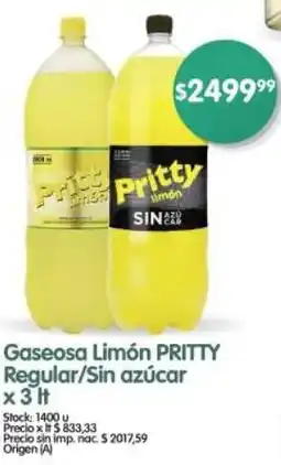 Supermercados Buenos Días Pritty gaseosa limón regular/sin azúcar oferta