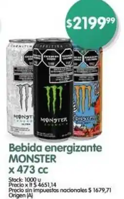 Supermercados Buenos Días Monster bebida energizante oferta