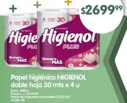 Supermercados Buenos Días Higienol papel higiénico doble hoja oferta
