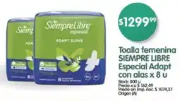 Supermercados Buenos Días Siempre libre toalla femenina especial adapt con alas oferta