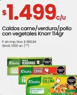 Changomas Knorr caldos carne/verdura/pollo con vegetales oferta