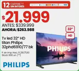 Changomas Philips tv led 32" hd titan oferta