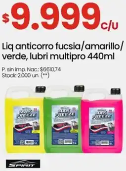 Changomas Spirit liq anticorro fucsia/amarillo/ verde, lubri multipro oferta