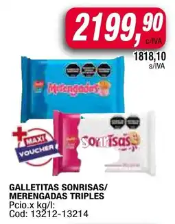 Maxiconsumo Sonrisas/ merengadas triples galletitas oferta