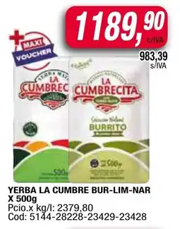 Maxiconsumo La cumbre yerba bur-lim-nar oferta