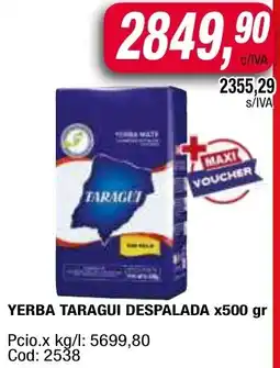 Maxiconsumo Taragui yerba despalada oferta