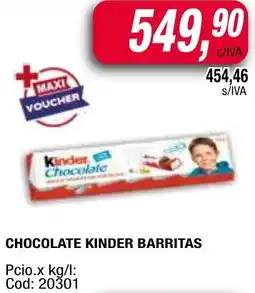 Maxiconsumo Kinder chocolate barritas oferta