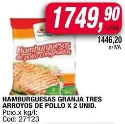 Maxiconsumo Hamburguesas granja tres arroyos de pollo oferta