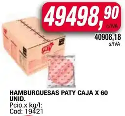 Maxiconsumo Hamburguesas paty caja oferta