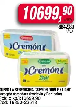 Maxiconsumo La serenisima cremón queso doble / light oferta