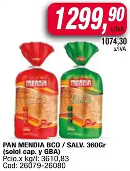 Maxiconsumo Mendia pan bco / salv. oferta