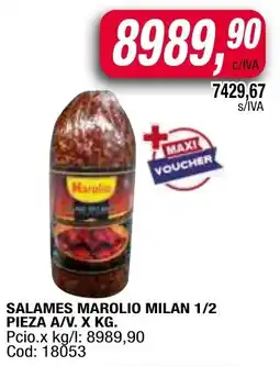 Maxiconsumo Marolio salames milan 1/2 pieza a/v. oferta