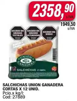 Maxiconsumo Union ganadera salchichas cortas oferta