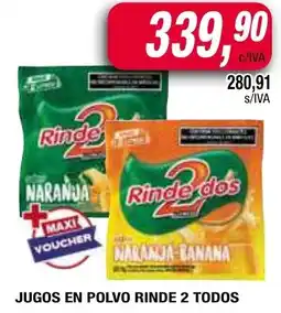 Maxiconsumo Rinde 2 todos jugos en polvo oferta
