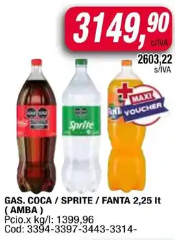 Maxiconsumo Gas. coca / sprite / fanta oferta