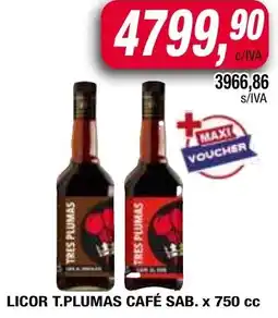 Maxiconsumo T.plumas licor café sab oferta