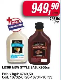 Maxiconsumo New style sab. licor oferta