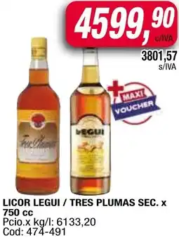 Maxiconsumo Licor legui / tres plumas sec. oferta