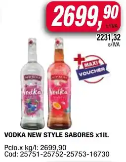 Maxiconsumo Vodka new style sabores oferta