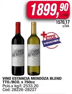 Maxiconsumo Estancia mendoza vino blend tto./bco. oferta
