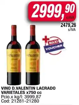 Maxiconsumo D.valentin vino lacrado varietales oferta