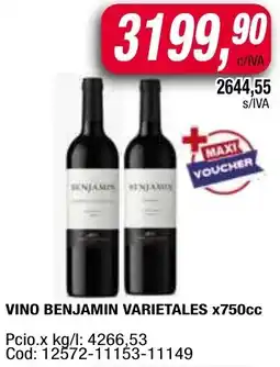 Maxiconsumo Benjamin vino varietales oferta