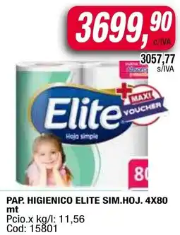 Maxiconsumo Elite pap. higienico sim.hoj. oferta