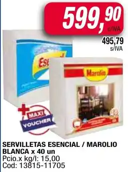 Maxiconsumo Esencial / marolio servilletas blanca oferta