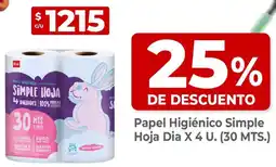 Supermercados DIA Dia papel higiénico simple hoja oferta