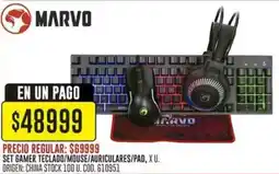 Coto Marvo set gamer teclado/mouse/auriculares/pad oferta