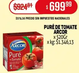 Makro Arcor puré de tomate oferta