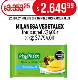 Makro Vegetalex milanesa tradicional oferta