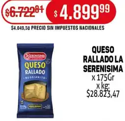 Makro La serenisima queso rallado oferta