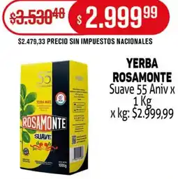 Makro Rosamonte yerba suave 55 aniv oferta