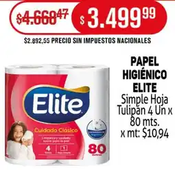 Makro Elite papel higiénico simple hoja tulipán oferta