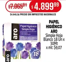 Makro Aro papel higiénico simple hoja blanco oferta