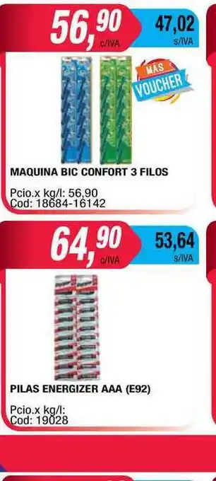 Maxiconsumo Maquina Bic Confort 3 Filos Pilas Energizer Aaa (E92) oferta