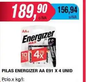Maxiconsumo Pilas Energizer AA E91 x 4 Unid oferta