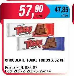 Maxiconsumo Chocolate Tokke Todos x 62gr oferta