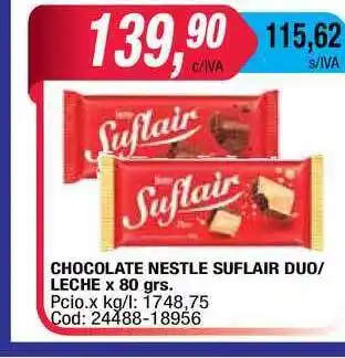 Maxiconsumo Nestle Chocolate Suflair Duo/Leche x 80grs oferta