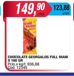 Maxiconsumo Chocolate Georgalos Full Mani x 160gr oferta