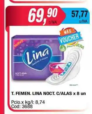 Maxiconsumo Lina T. Femen. Noct. C- Alas x 8un oferta