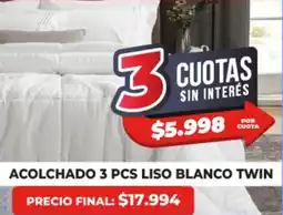 Supermayorista Vital Acolchado 3 pcs liso blanco twin oferta