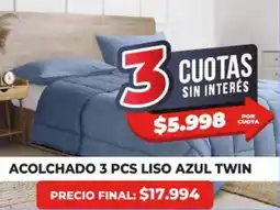 Supermayorista Vital Acolchado 3 pcs liso azul twin oferta