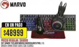 Coto Marvo set gamer teclado/mouse/auriculares/pad oferta