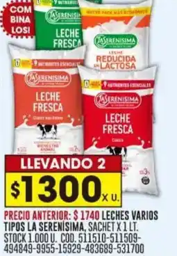 Coto Leches varios tipos la serenisima oferta