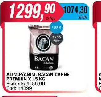Maxiconsumo Bacan Alim. P?Anim. Carne Premium x 15kg oferta