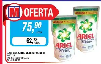 Maxiconsumo Jab. Liq. Ariel Clasic Pouch 400ml oferta