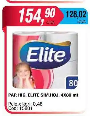 Maxiconsumo Pap.Hig. Elite Sim.Hoj. 4x80 mt oferta